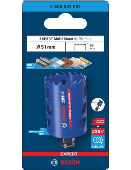 BOSCH 2608901886 Sierra de corona EXPERT Multi Material Power Change Plus (Ø44 x 60 mm)