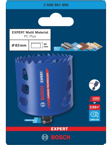BOSCH 2608901898 Sierra de corona EXPERT Multi Material Power Change Plus (Ø80 x 60 mm)