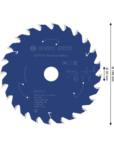 BOSCH 2608902043 EXPERT AIZ 20 AIT MetalMax Hoja de corte de inmersión (20 x 40 mm)
