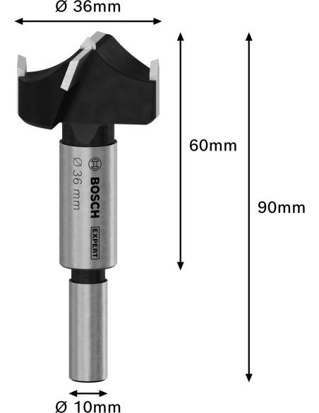 BOSCH 2608901861 Broca de corte para bisagras EXPERT para madera laminada (Ø45 x 60 x 90 mm)