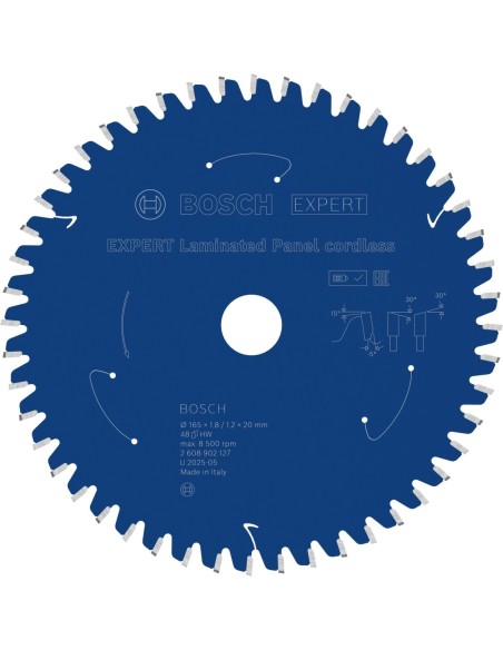 BOSCH 2608902127 Hoja de sierra circular EXPERT Laminated Panel cordless (165 x 1,8/1,2 x 20mm) T48