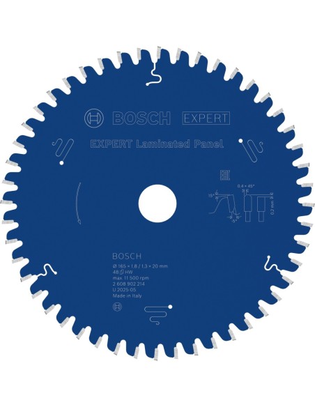 BOSCH 2608902214 Hoja de sierra circular EXPERT Laminated Panel (165 x 1,8/1,3 x 20mm) T48
