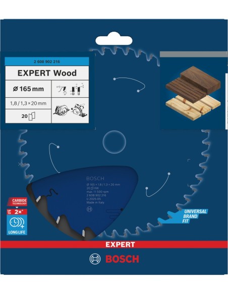 BOSCH 2608902149 Hoja de sierra circular EXPERT Wood cordless (Ø165 x 1,5/1 x 20 mm) T24