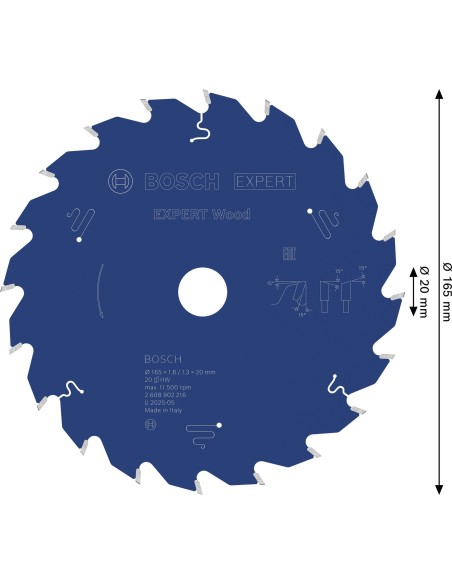 BOSCH 2608902149 Hoja de sierra circular EXPERT Wood cordless (Ø165 x 1,5/1 x 20 mm) T24