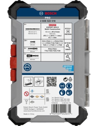BOSCH 2608001132 Matriz de engaste PRO, E185 CU...