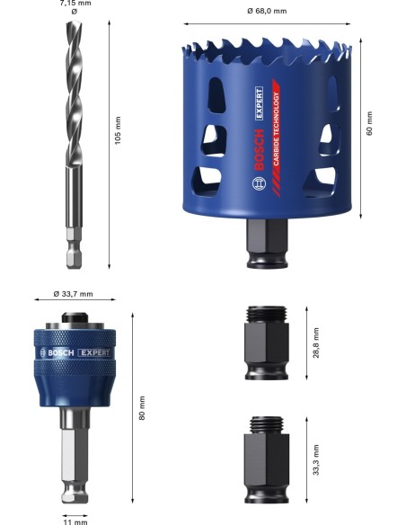 BOSCH 2608901909 Set Sierra de corona EXPERT Multi Material Power Change Plus (14 uds)