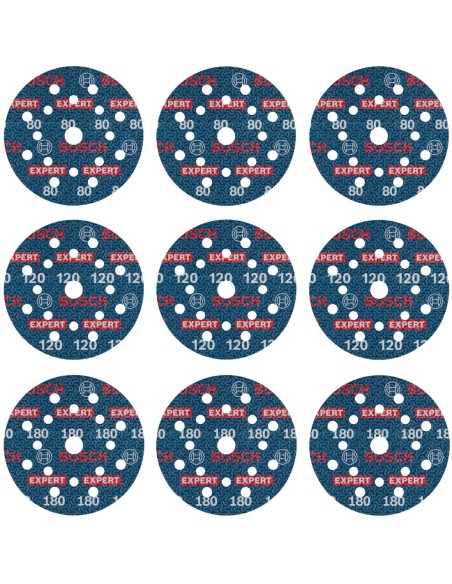 BOSCH 2608902407 Set de discos de lija para láminas EXPERT O780 (125mm) G80 (3 uds.)- G120(3 uds.)- G180 (3 uds.)